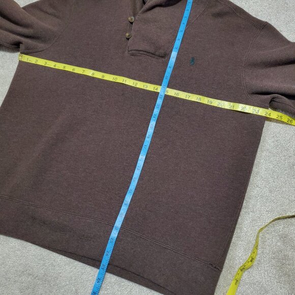 POLO RALPH LAUREN Shawl-Collar Pullover Sweatshirt Elbow Patch Brown Women's XL - Picture 12 of 13